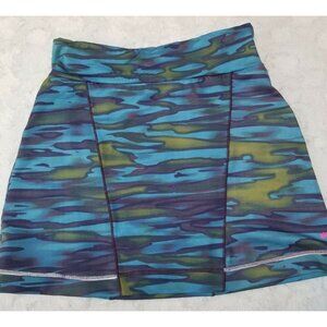 Pink Lotus Women's Mini Pencil Skirt Medium Blue Camo Stretch Zipped Pocket